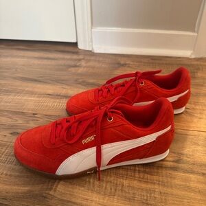 Puma Women's Red and White Lace Up Sneakers US9/EU40